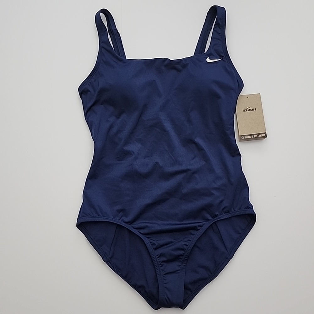 NWT Nike Women's One Piece Scoop Back Performance Swimsuit Navy Medium - Picture 8 of 15